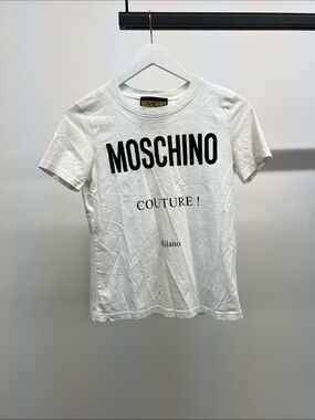 Moschino White T-Shirt with Black Logo Print